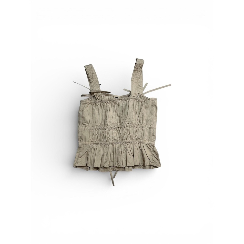 LOFT Tan Ruffled Tank Top Medium - Picture 2 of 8